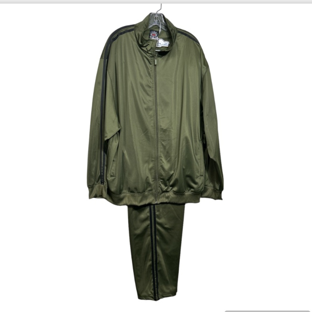 nöiz Tracksuit Sets Geen With Black Striped full zip drawstring waist Size 6X